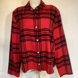 Lemon Grass Y2K Red and Black Plaid Shacket Shirt Jacket Women’s size Large